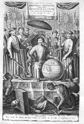 Frontispício para &39;Uma Embaixada da Companhia das Índias Orientais das Províncias Unidas, para o Grande Tartar Cham, Imperador da China&39; por Jan Nieuhof, edição publicada em 1665